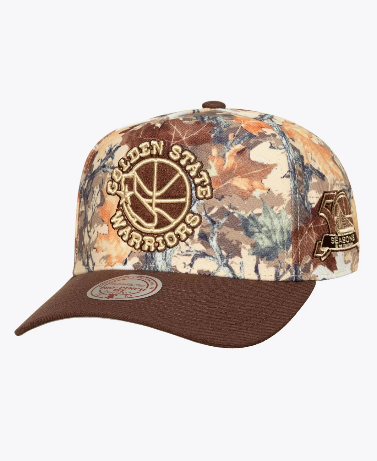 Golden State Warriors Leaf Camo Pro Adjustable Hat by Mitchell & Ness