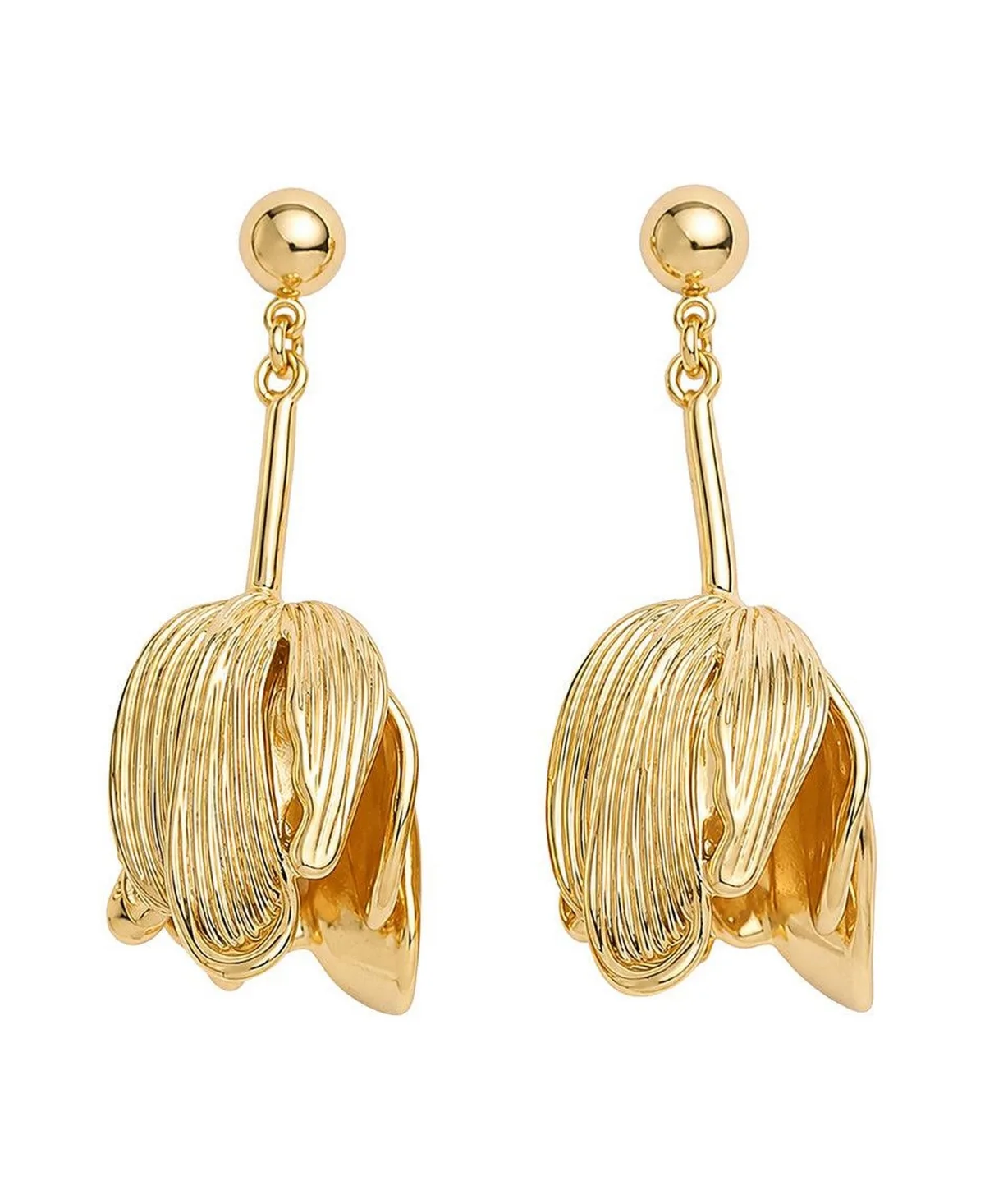 Gold-Tone Fringe Draped Drop Earrings by Sohi