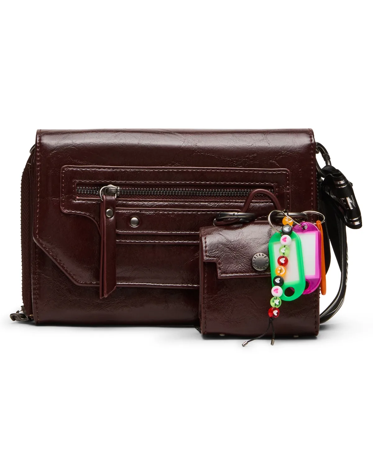 Carli Faux Leather Crossbody Wallet with Zipper Pocket by Steve Madden