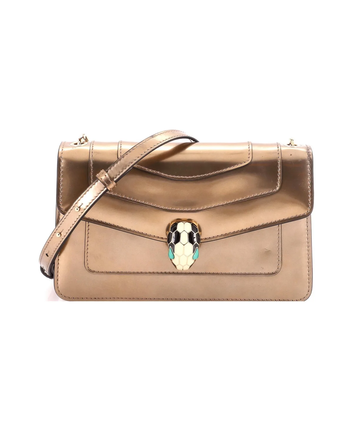Pre-Owned Small Serpenti Forever Shoulder Bag Metallic Leather by BVLGARI