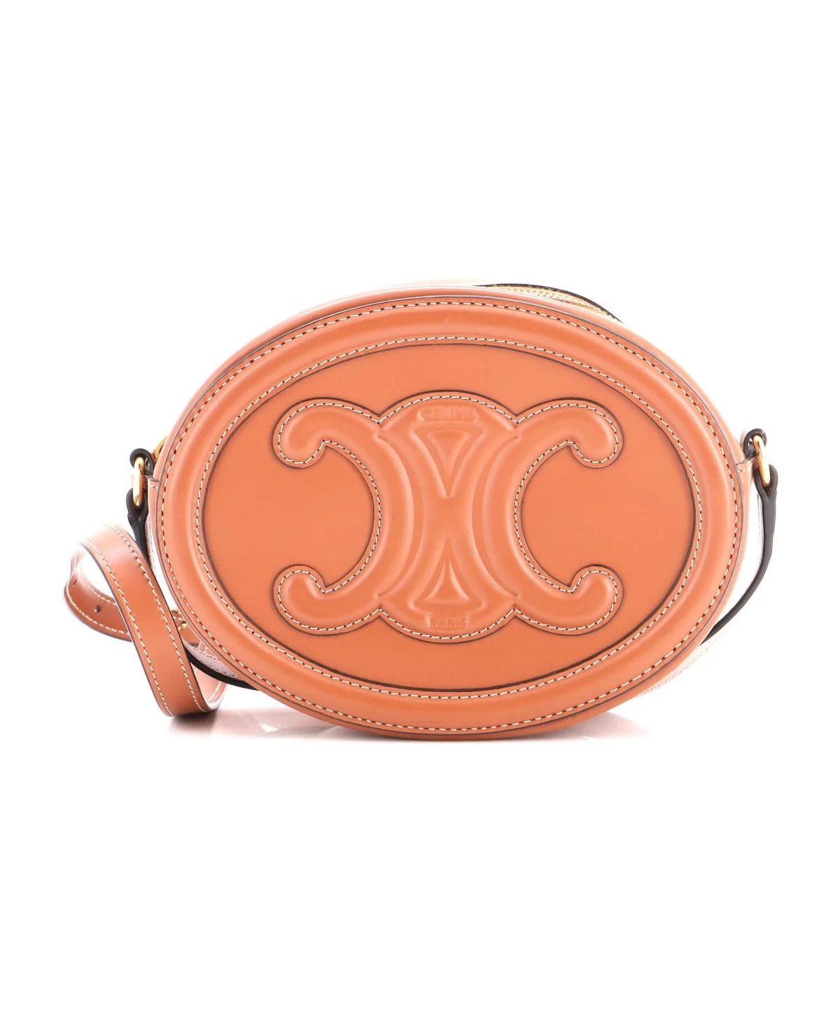 Pre-Owned Triomphe Oval Crossbody Bag Leather by Celine