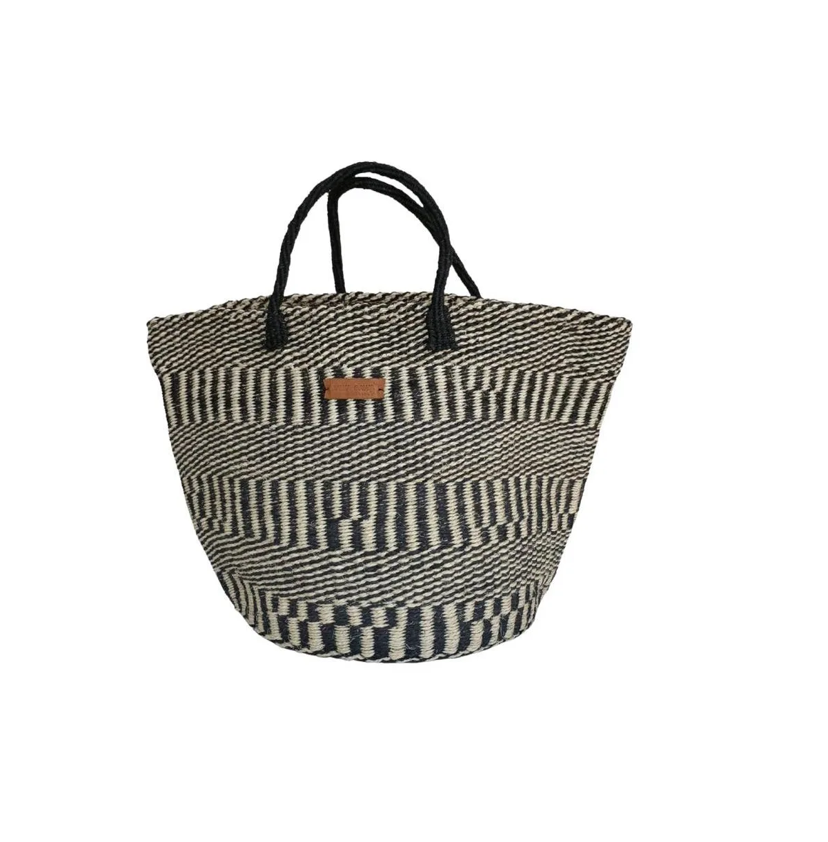 Balance Stripes Handmade Sisal Beach Market Sustainable Straw Basket Tote Bag by Sawa Sawa