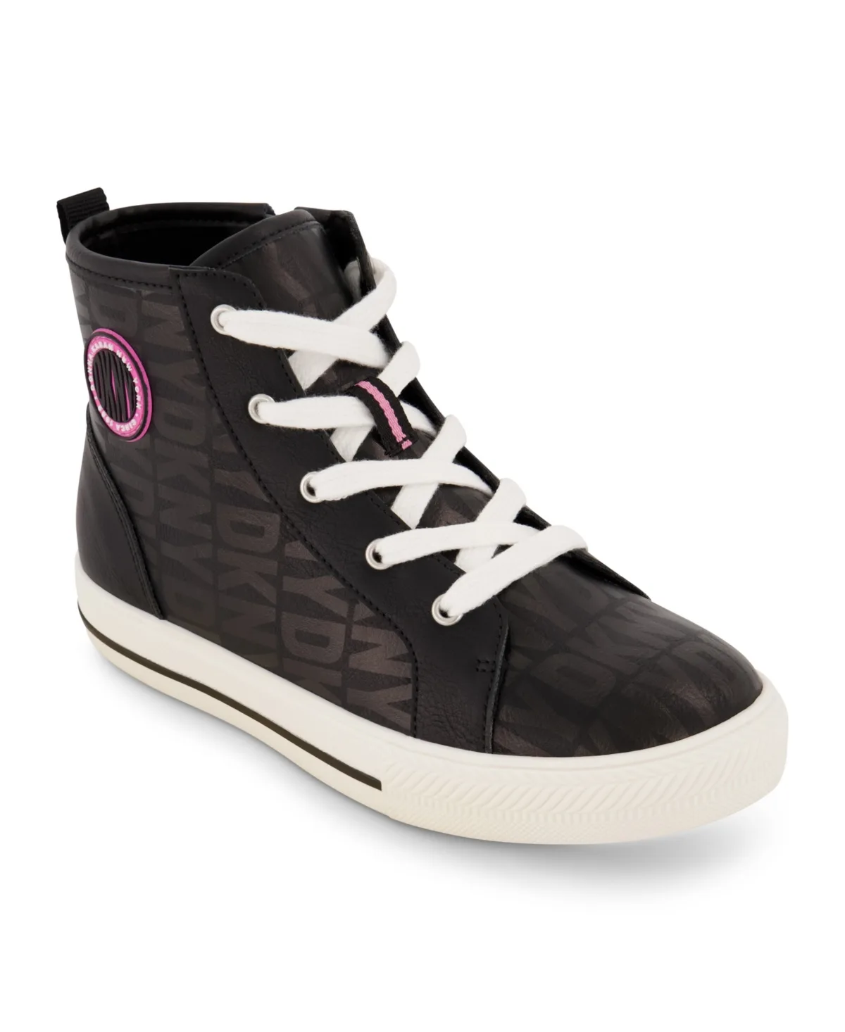 Side Zipper All Over Logo High Top Sneakers by DKNY