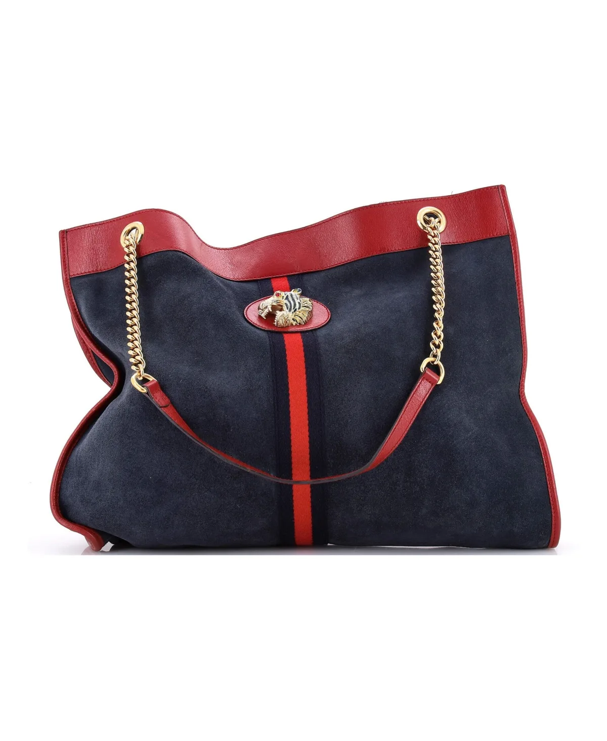 Pre-Owned Gucci Large Rajah Chain Tote Suede by Gucci