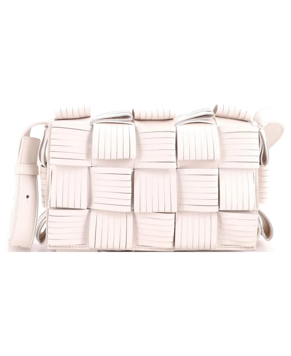 Pre-Owned Bottega Veneta Cassette Crossbody Bag Maxi Intrecciato Fringe Leather by Bottega Veneta