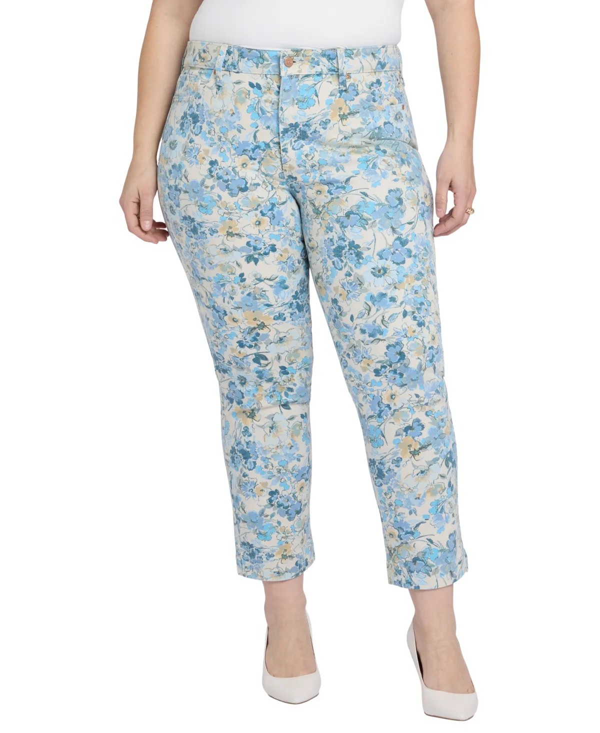 Sheri Straight-Leg High-Rise Floral-Print Jeans