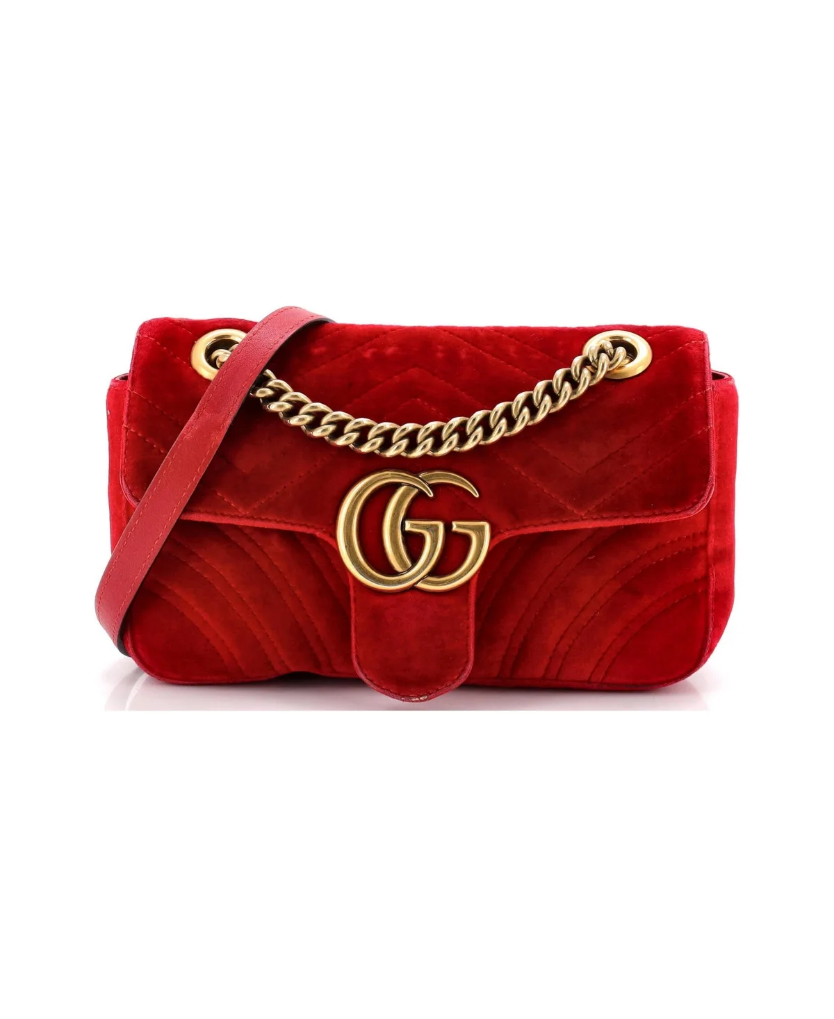 Pre-Owned Mini Gg Marmont Flap Bag Matelasse Velvet