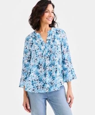 Printed Ruffle Sleeve Top by Style & Co