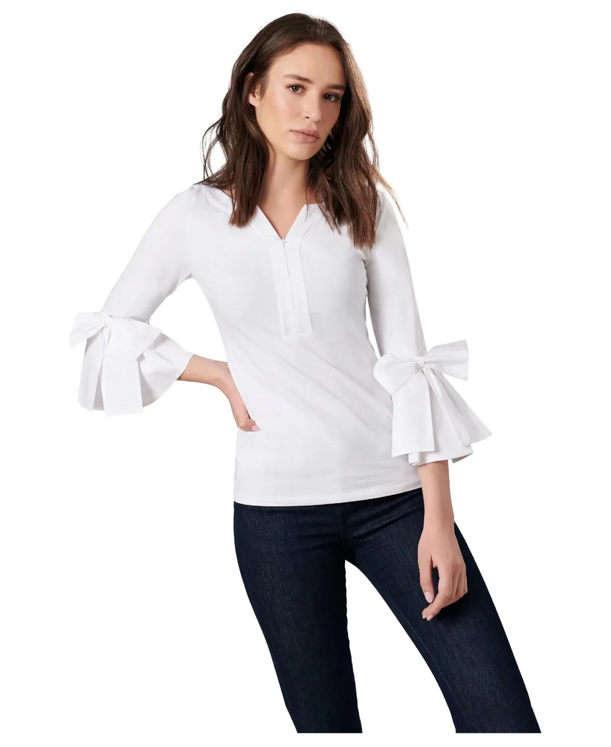 Clissa 3/4-Sleeve Bows Blouse