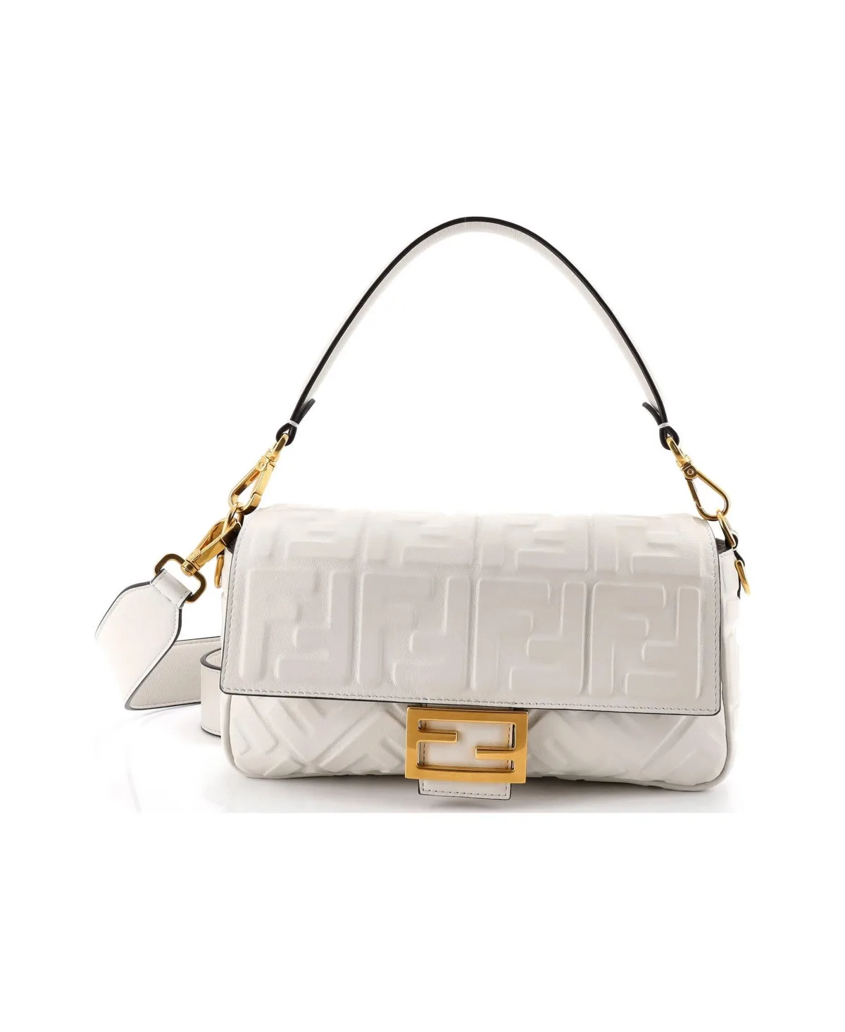 Pre-Owned Medium Baguette Nm Bag Zucca Embossed Leather by FENDI