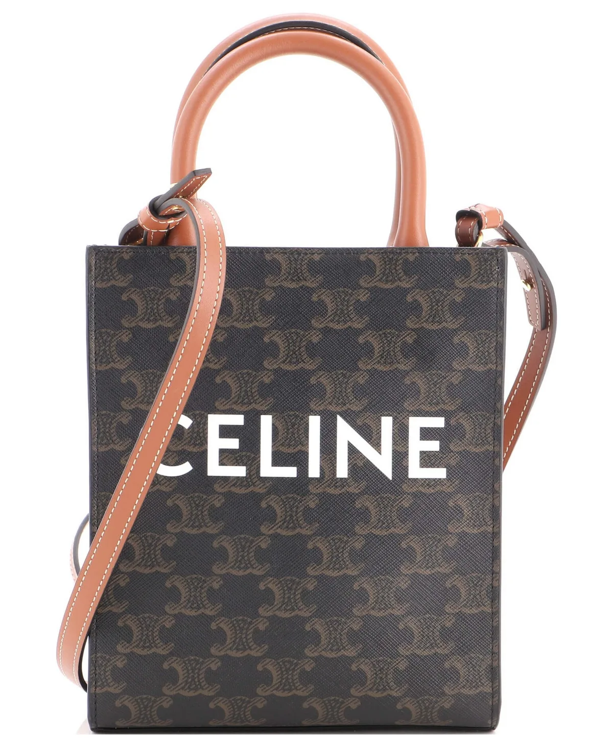 Pre-Owned Celine Mini Vertical Cabas Tote Triomphe Coated Canvas