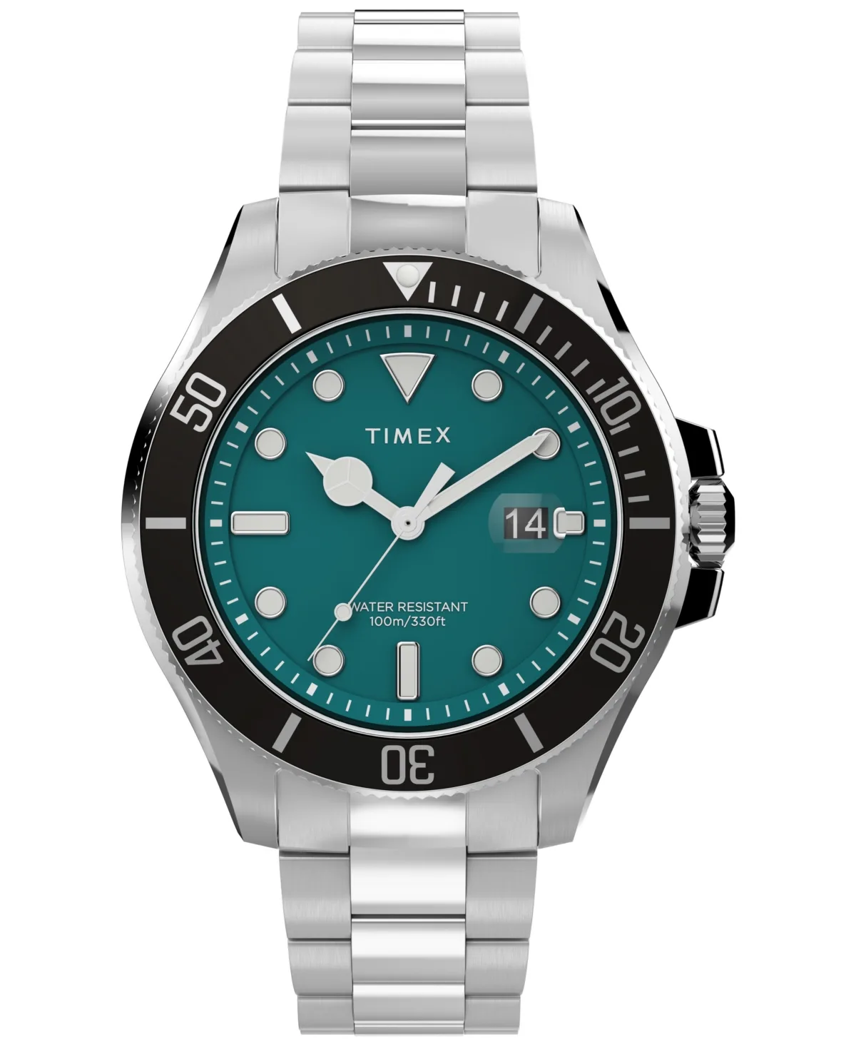 Quartz Green Dial Harborside Coast Sport Silver-Tone Stainless Steel Watch 43mm