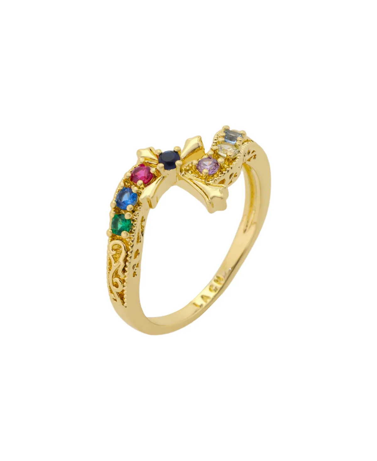 Gold-Plated Cubic Zirconia Cross Faith Ring by Unwritten