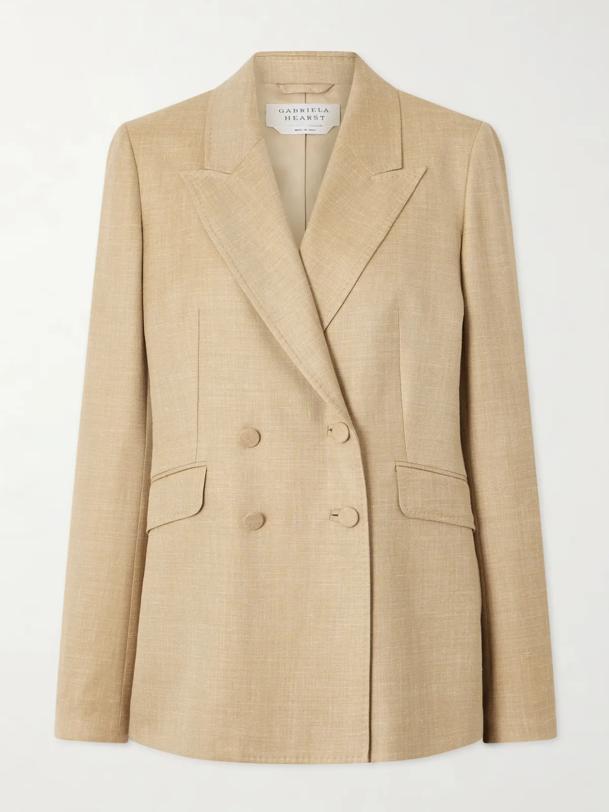 - Angela Double-breasted Wool, Silk And Linen-blend Blazer -