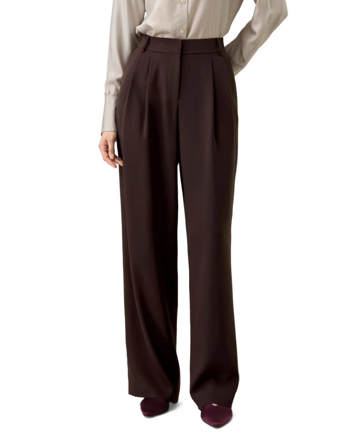 Pleated Straight-Leg Silk Crepe Trousers