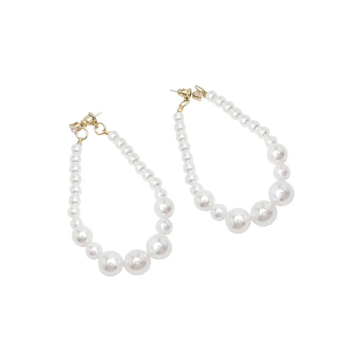 White Beads Gold-Tone Statement Drop Earrings