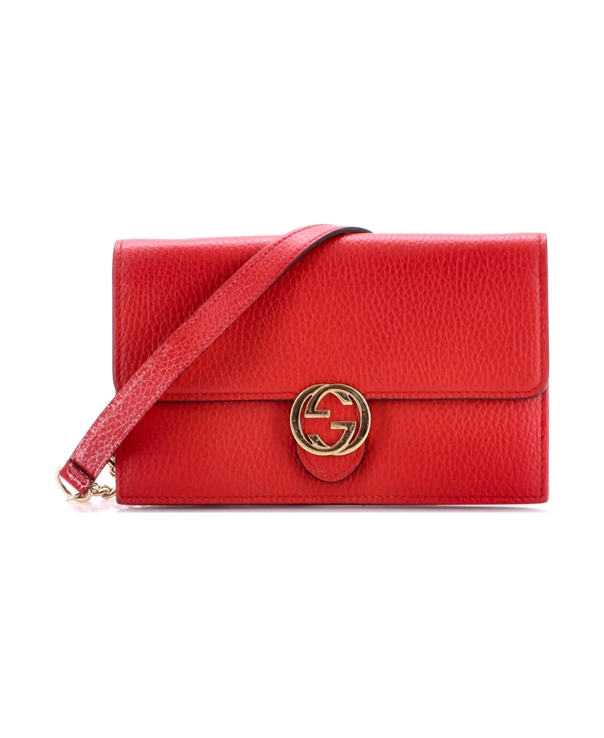 Pre-Owned Interlocking Wallet on Chain Leather