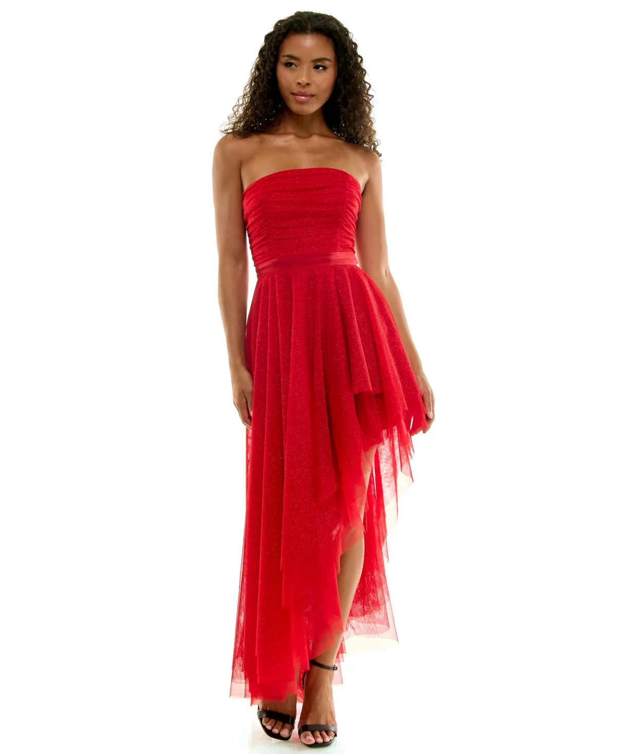 Strapless Asymmetrical High-Low Dress