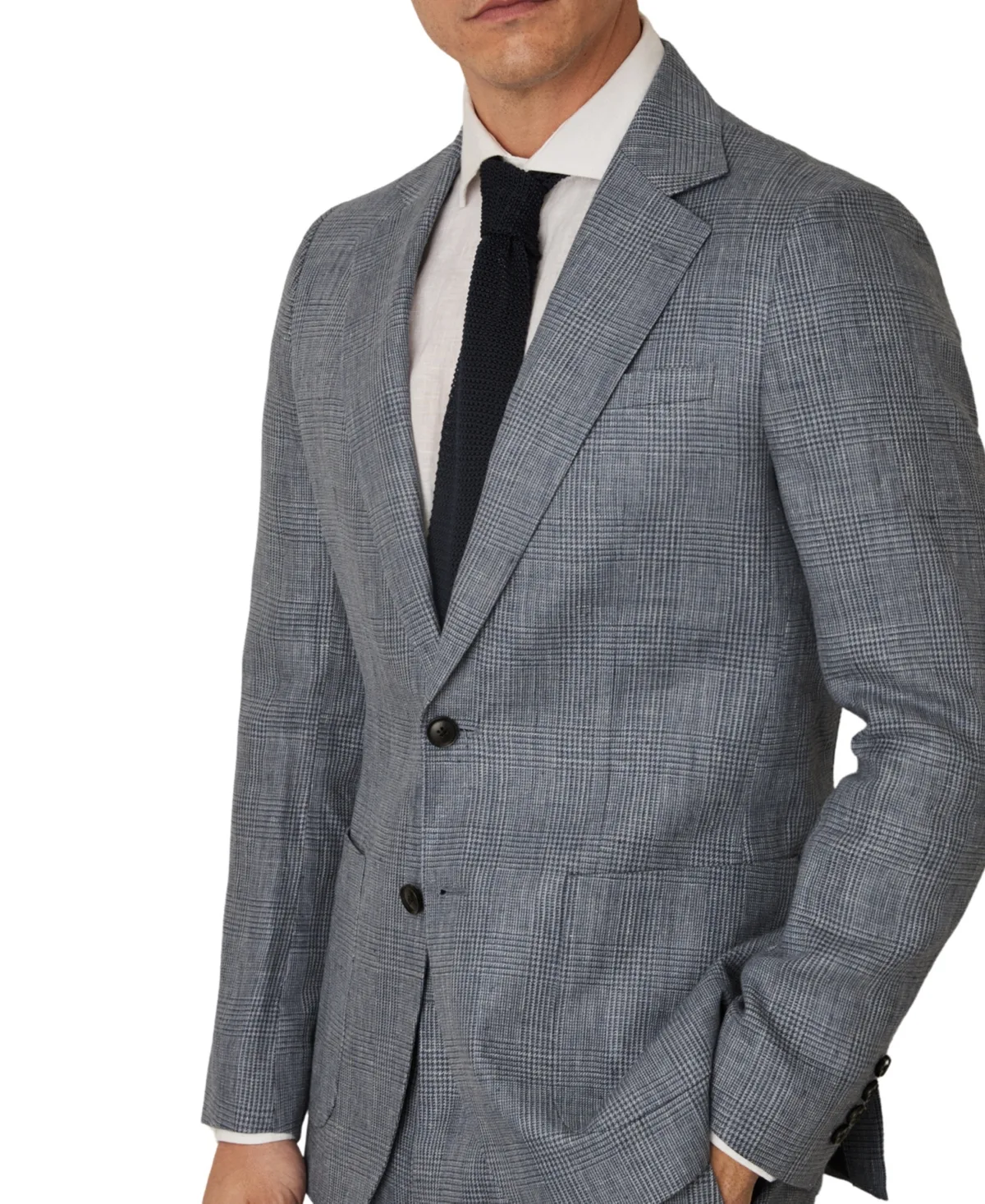 Reef Single-Breasted Slim-Fit Prince of Wales Check Linen Blazer
