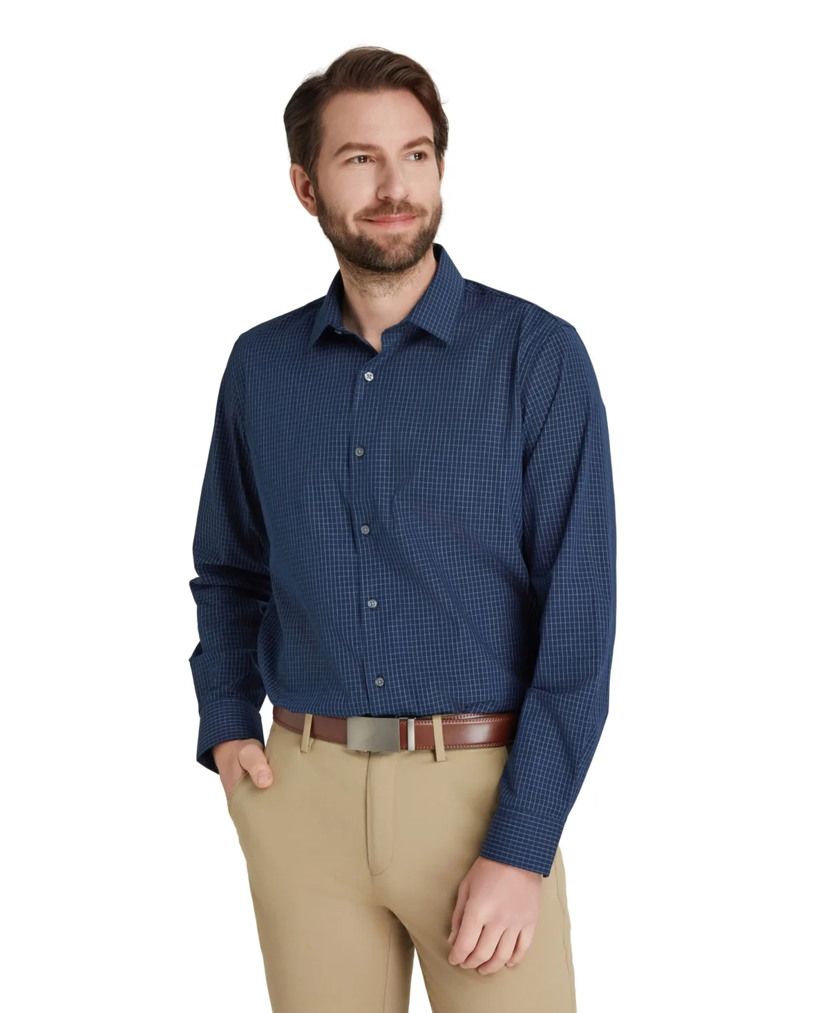 Slim-Fit Grid Dress Shirt