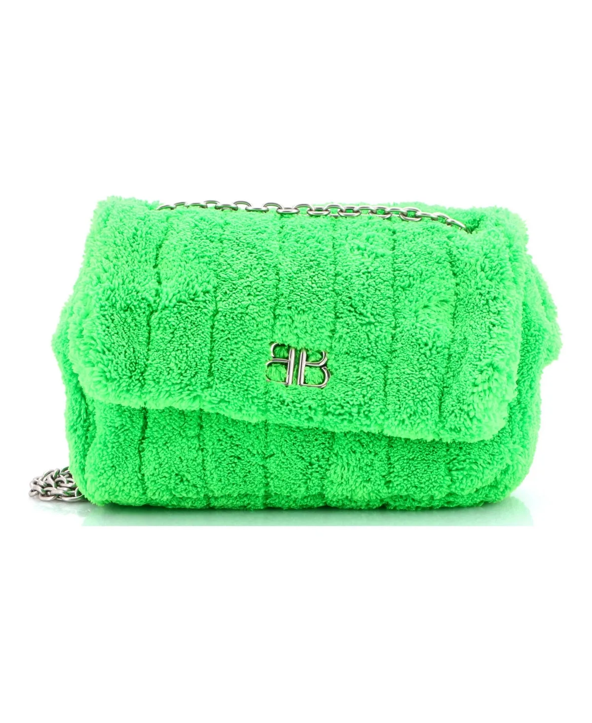 Pre-Owned Balenciaga Mini Monaco Chain Flap Shoulder Bag Quilted Terry Cloth by Balenciaga