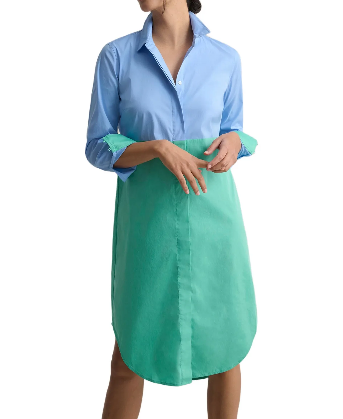 Stretch Cotton Colorblock Meryl Shirtdress