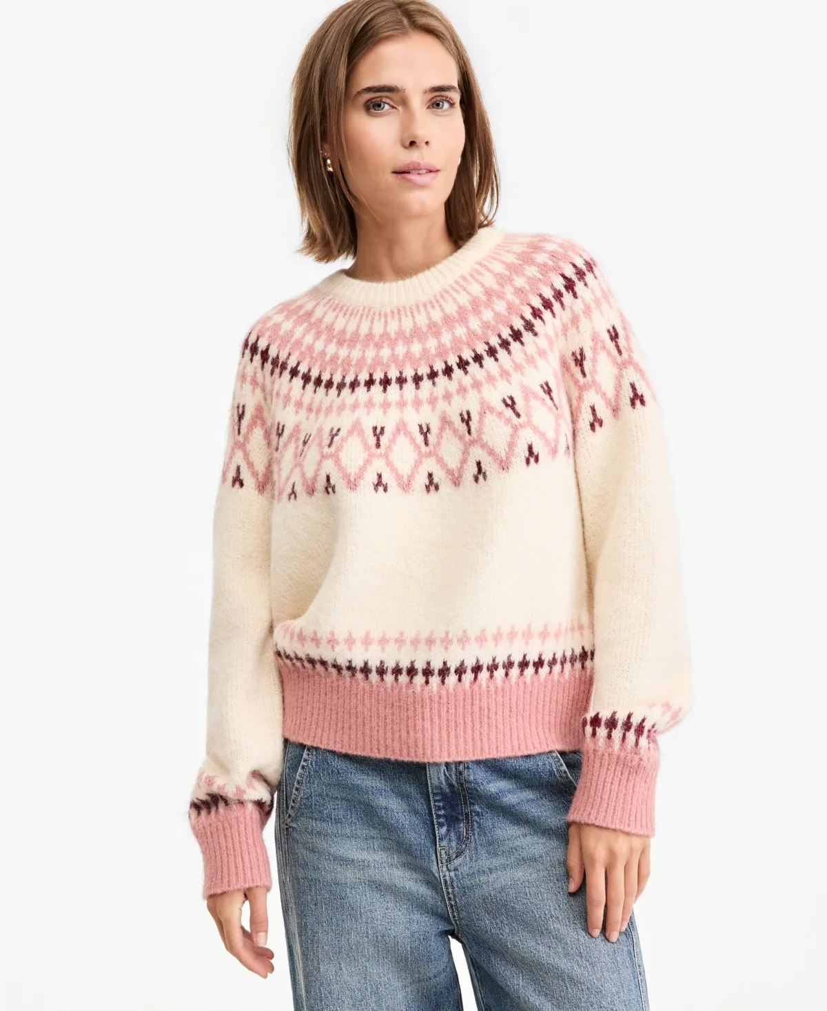 Fair Isle Slouchy Crewneck Sweater