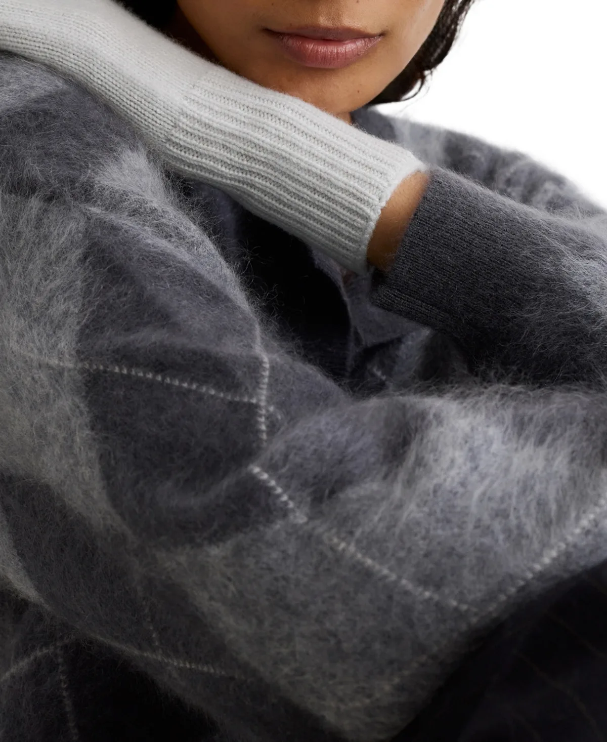 Issie Wool-Blend with Cashmere Rib-Knit Cuffs Gloves by Reiss