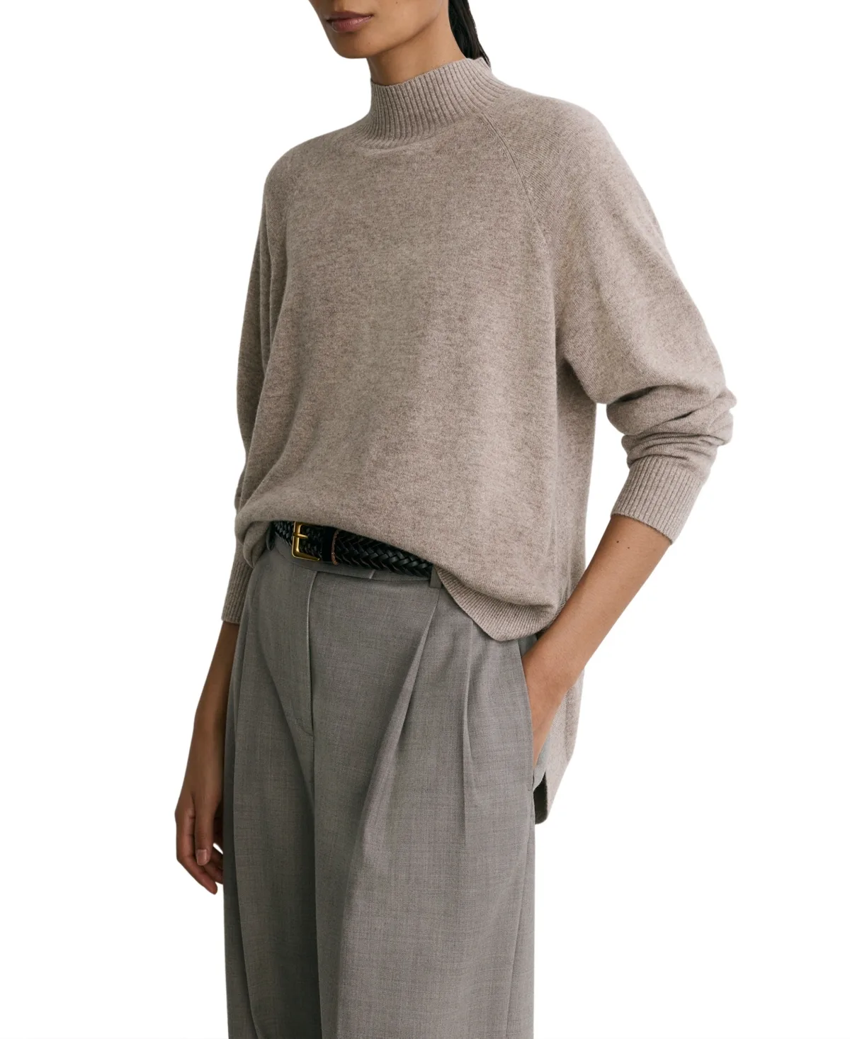 River Funnel-Neck Raglan-Sleeve Loose-Fit Wool-Blend Sweater