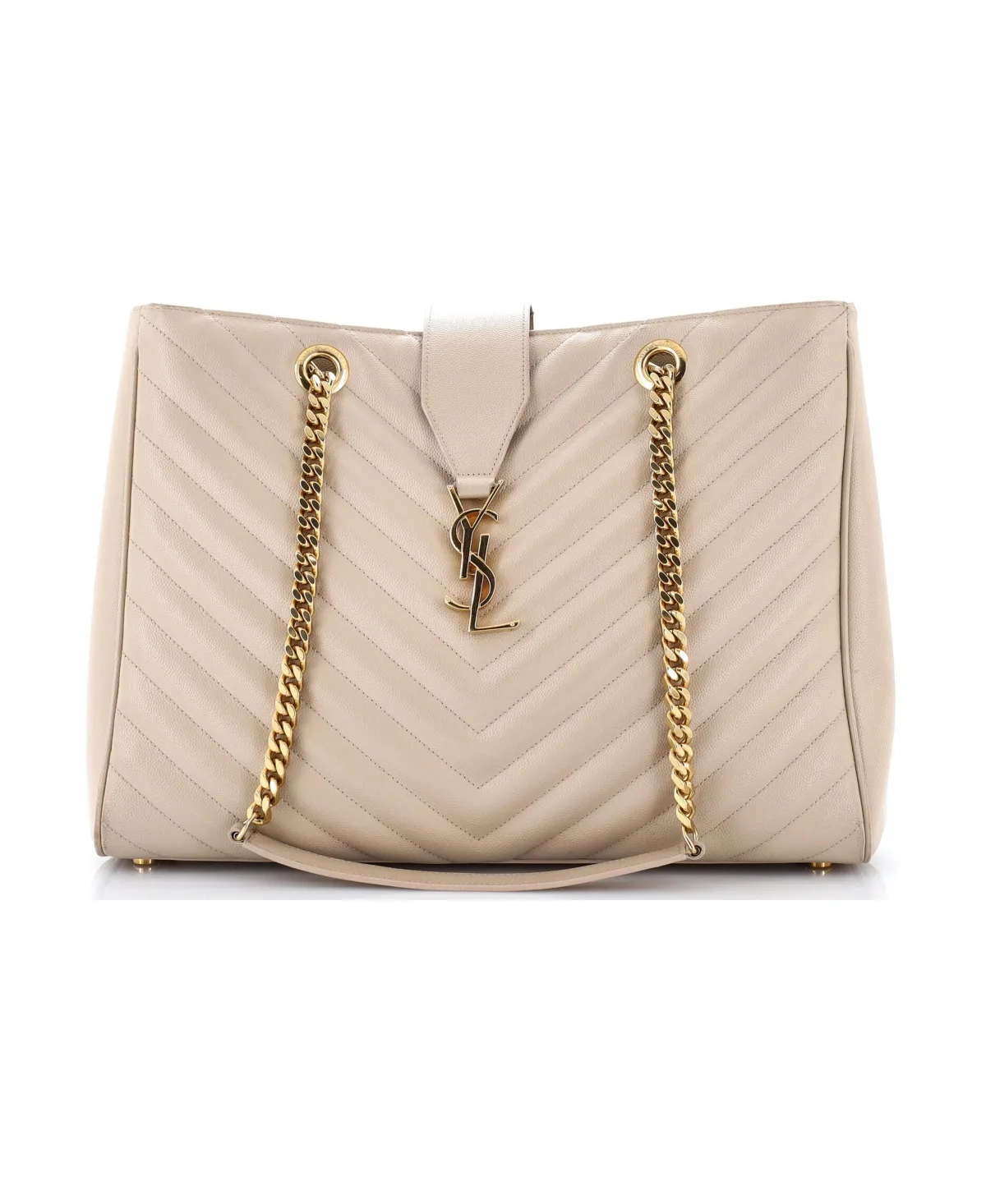 Pre-Owned Large Classic Monogram Shopper Matelasse Chevron Leather