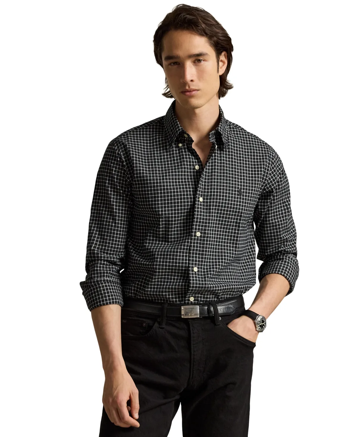 Classic-Fit Plaid Twill Shirt