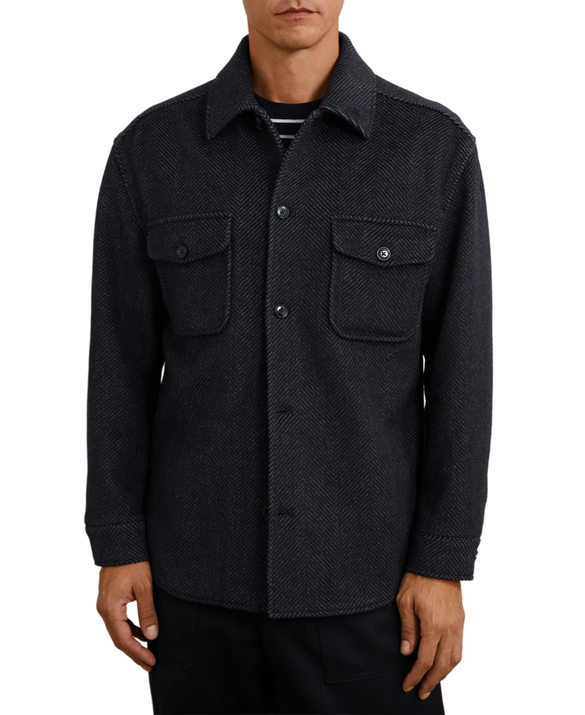 Compton Wool-Blend Herringbone Overshirt