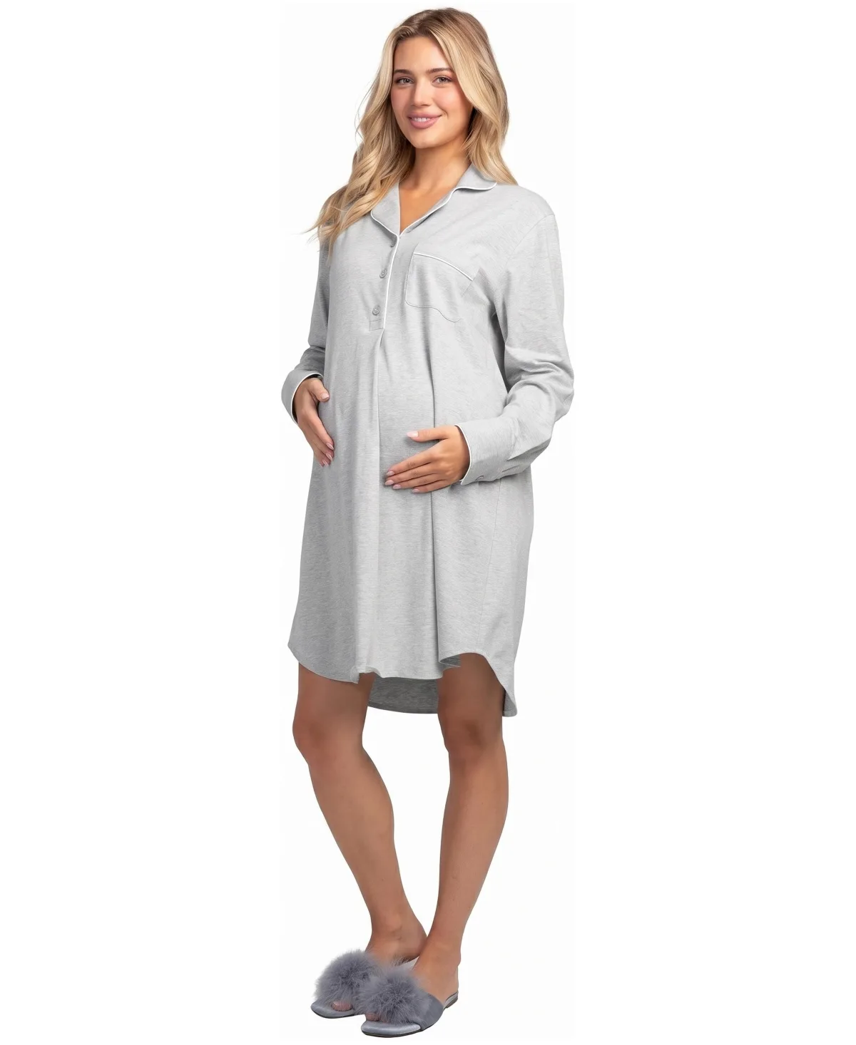 Maternity Nursing Long Sleeve Nightshirt