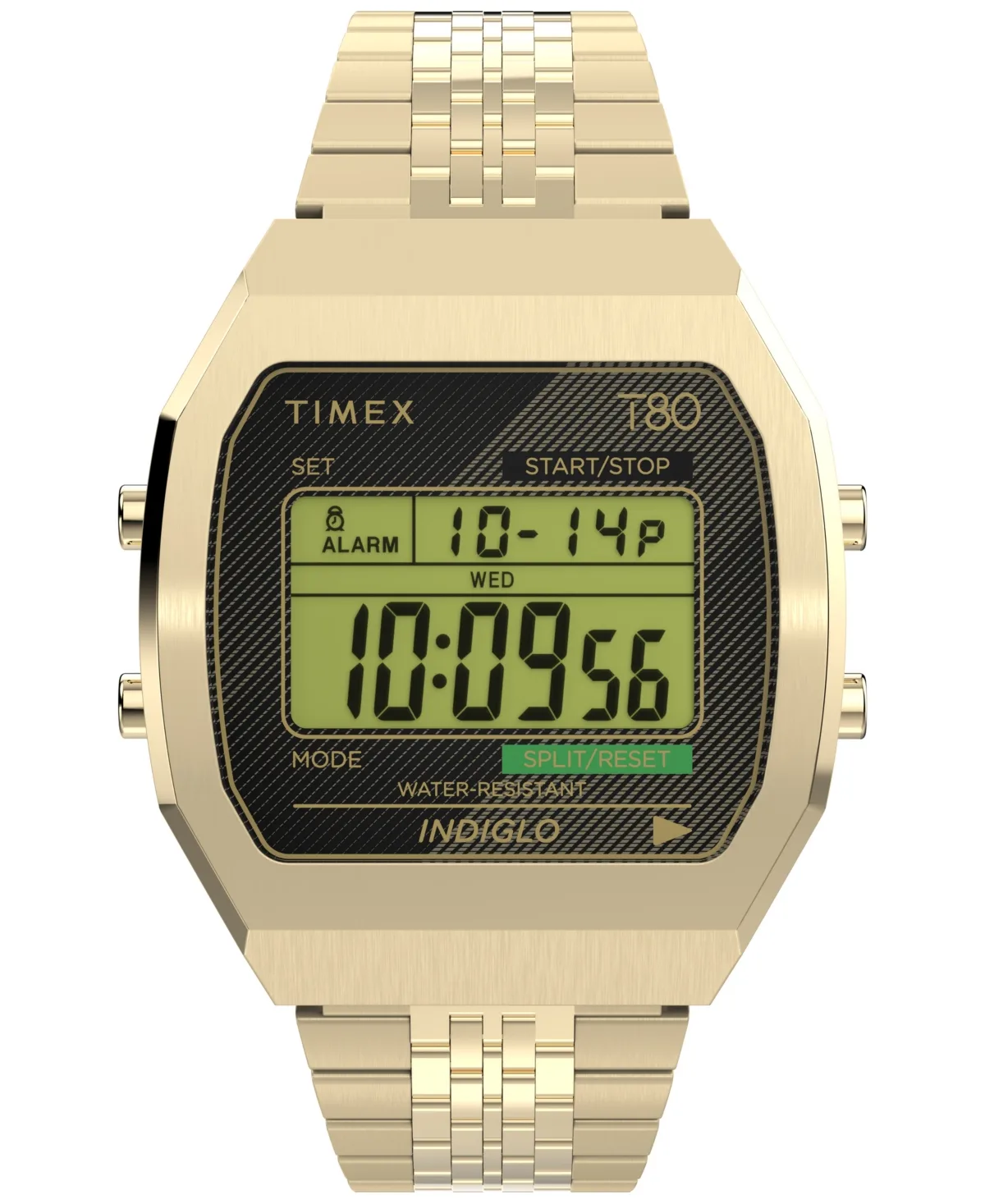 Quartz Digital T80 Steel Gold-Tone Stainless Steel Watch 36mm by Timex
