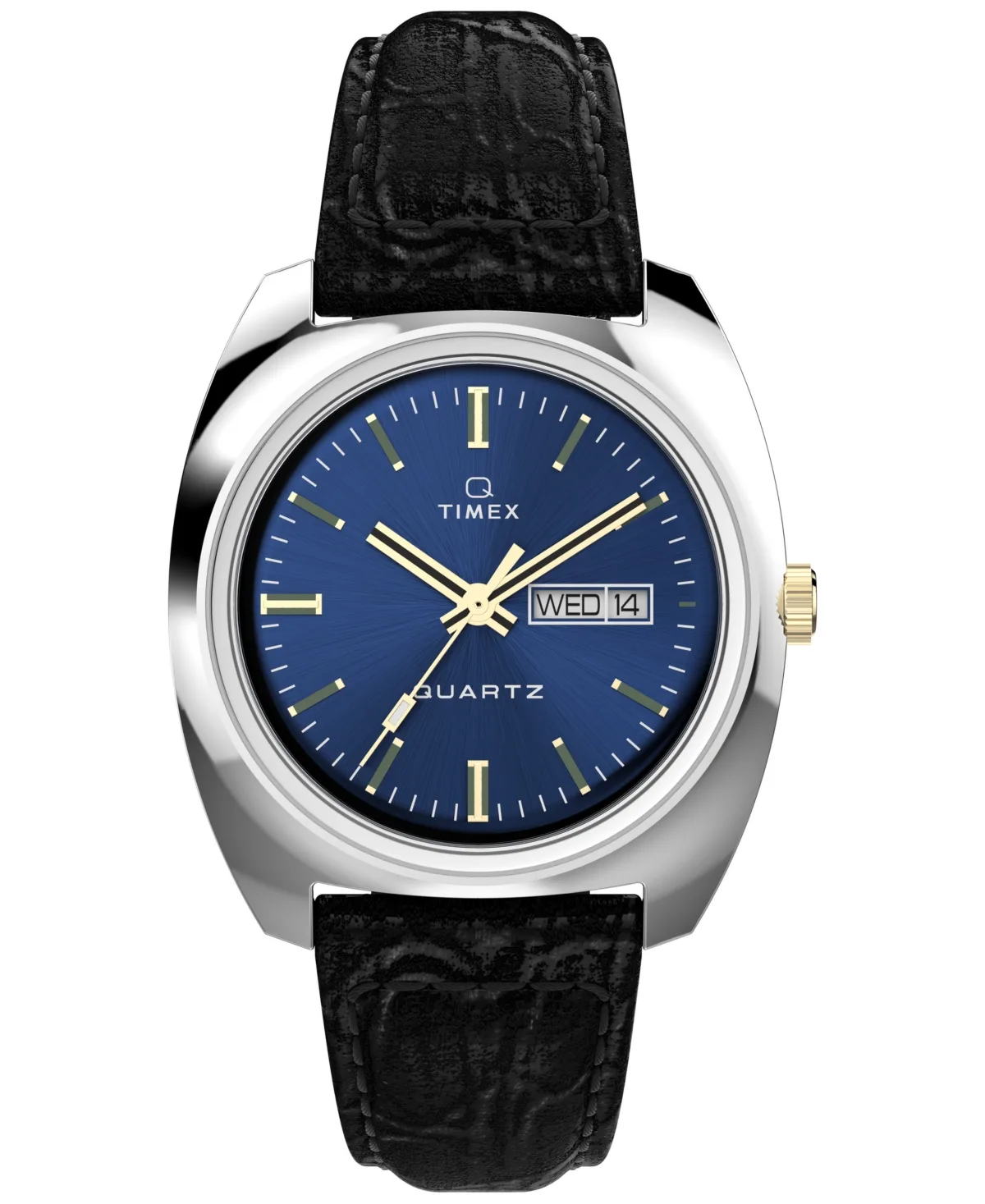 Quartz Analog Q Timex Black Leather Watch 38mm by Timex