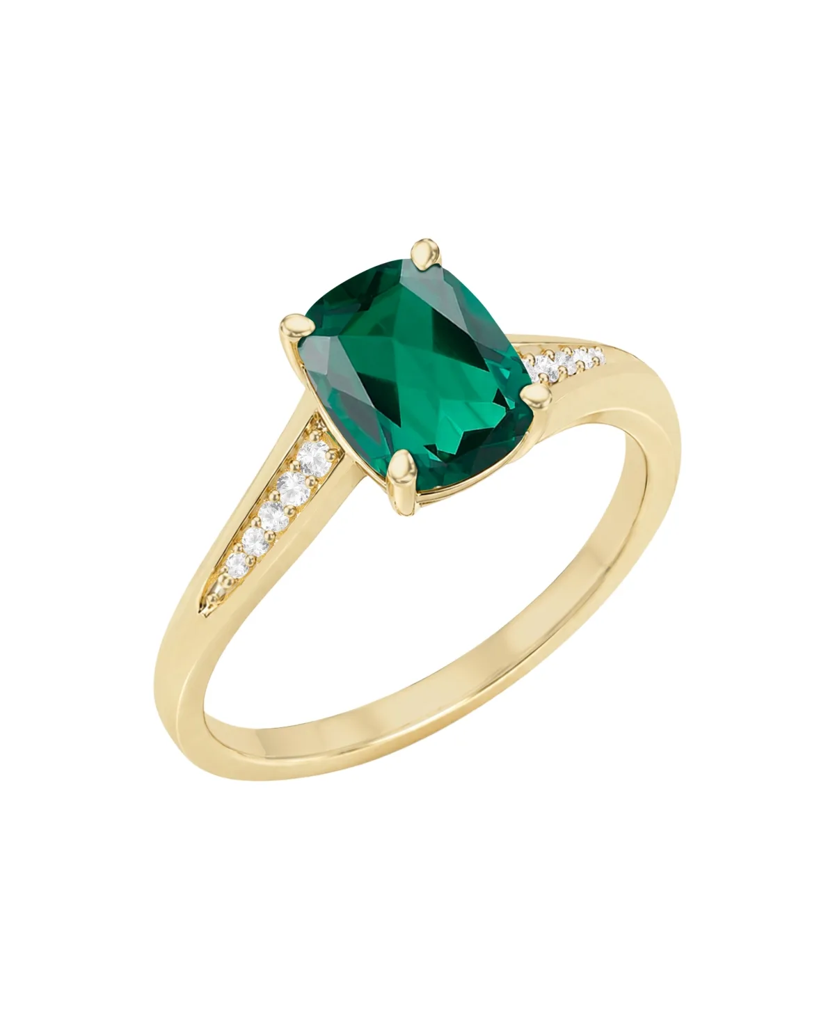 Lab Grown Opal & Lab Grown White Sapphire Cushion Ring (1/2 ct. t.w.) in 14K Gold Over Sterling Silver