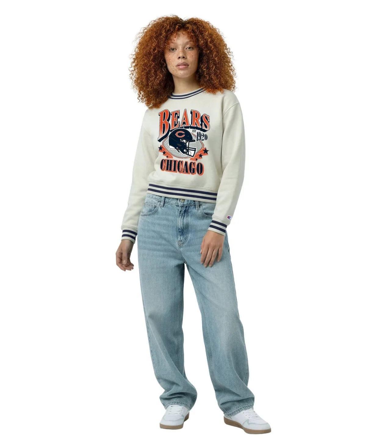 Reverse Weave Chicago Bears Cropped Graphic Pullover Sweatshirt