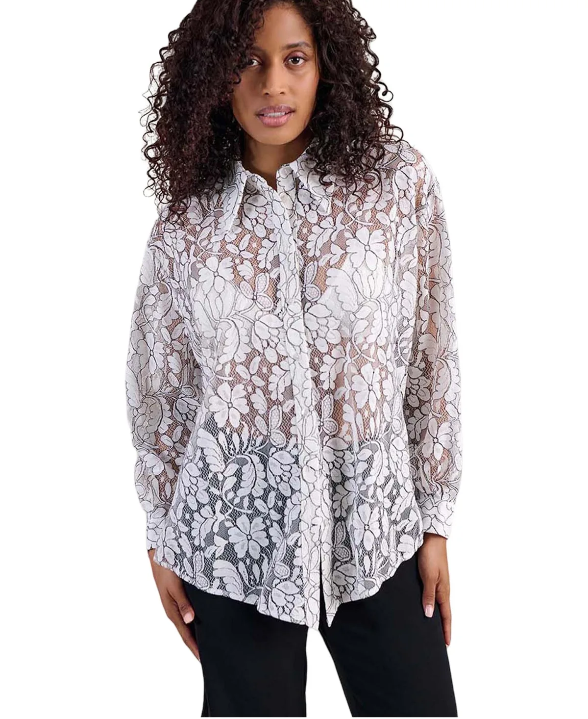 Daniela Lace French Cuff Button-Down Shirt