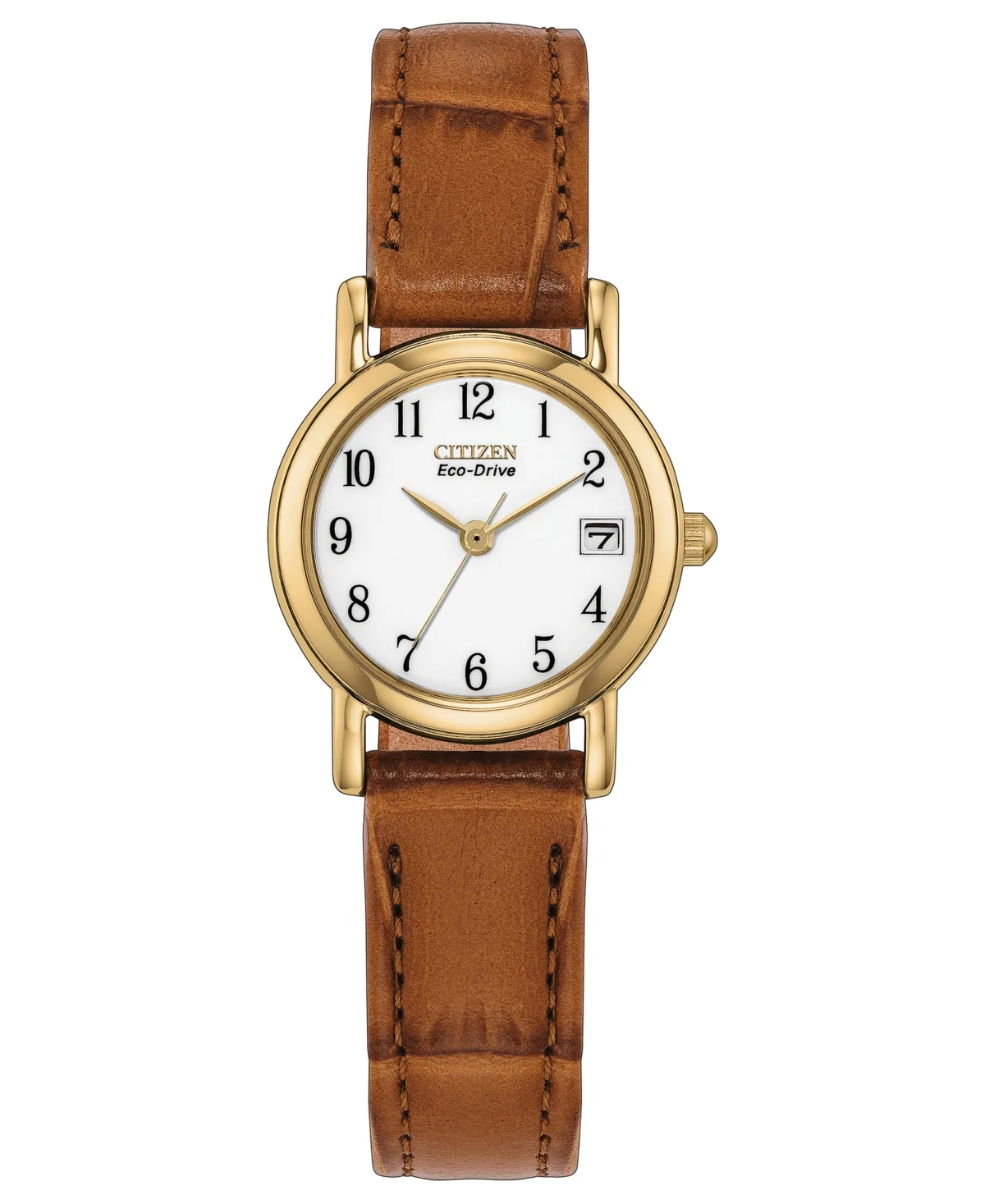 Solar Powered Water-Resistant Brown Leather Watch 23mm by Citizen