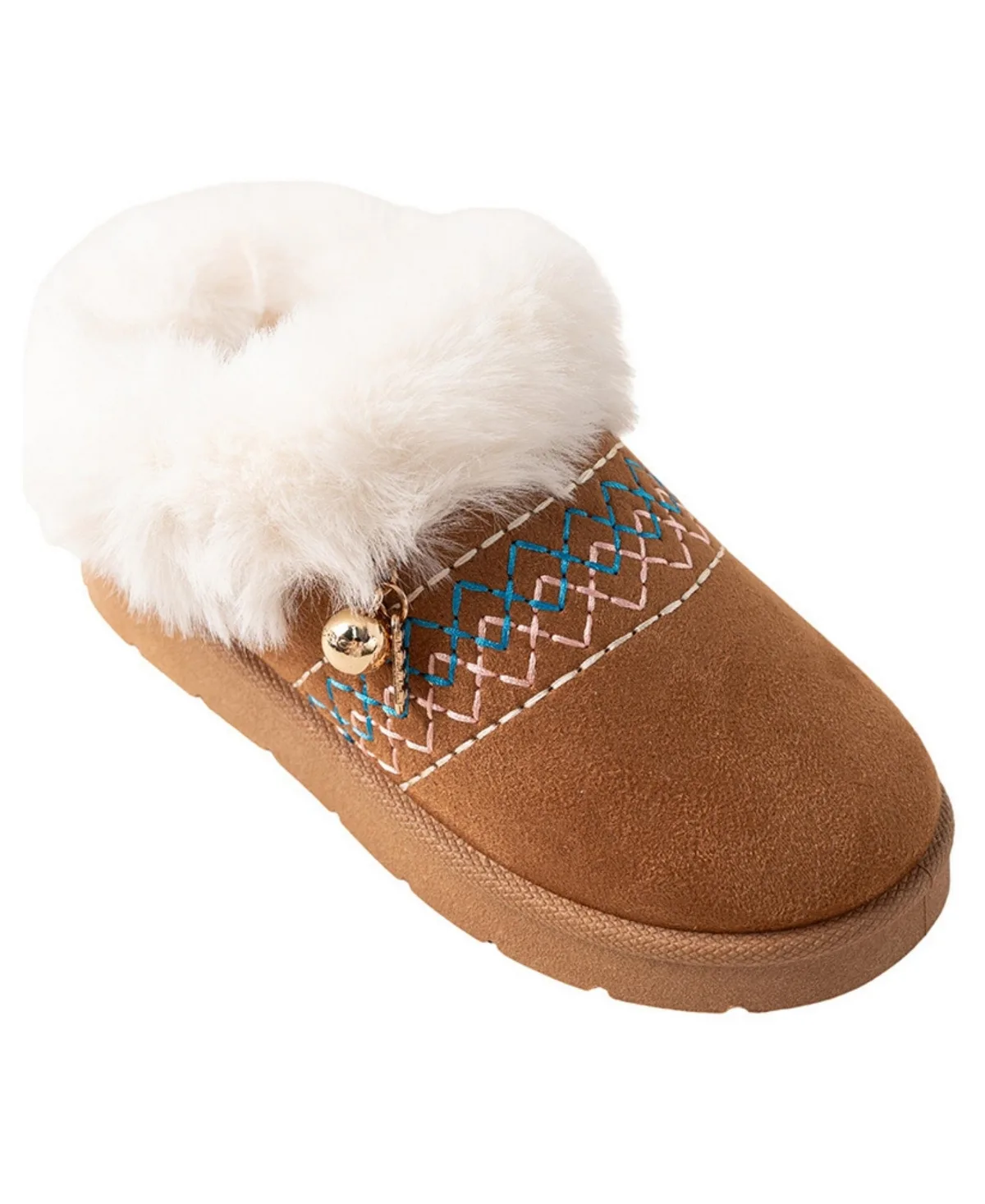 Plush Faux Fur Collar Memory Foam Boot Slide Slippers by bebe