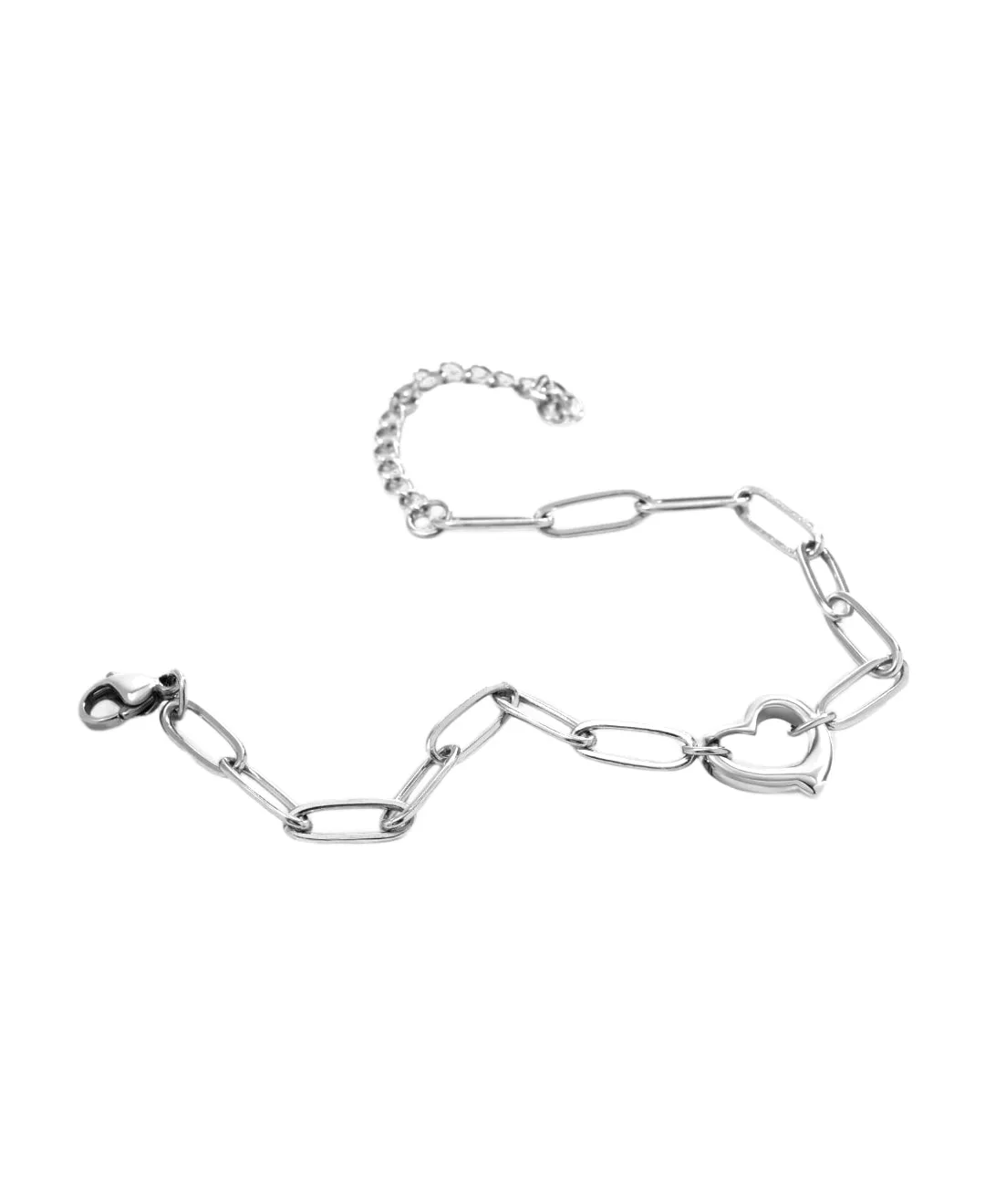 Open Heart Motif Paperclip Chain Bracelet by Mint & Lily