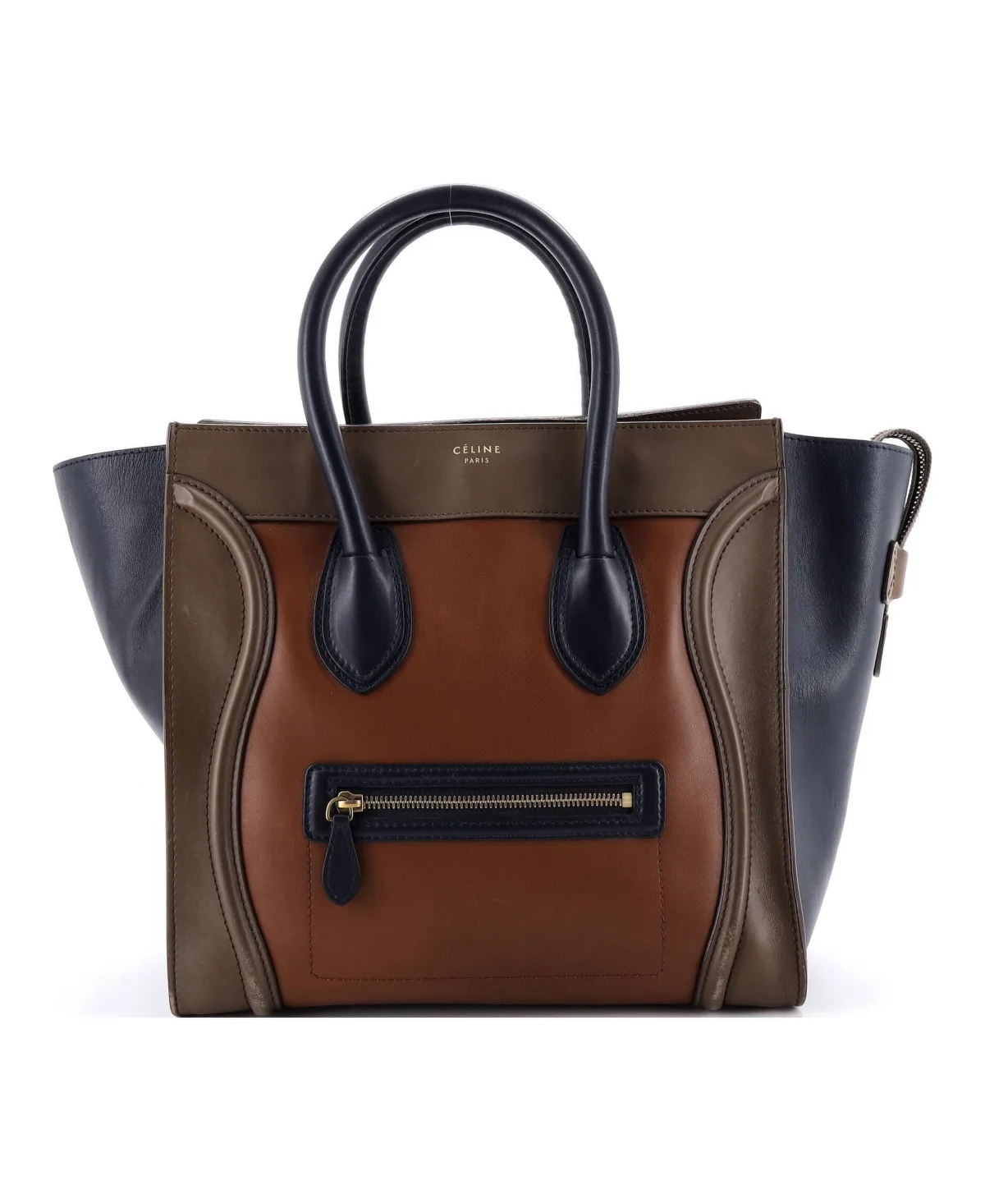Pre-Owned Mini Tricolor Luggage Bag Leather by Celine