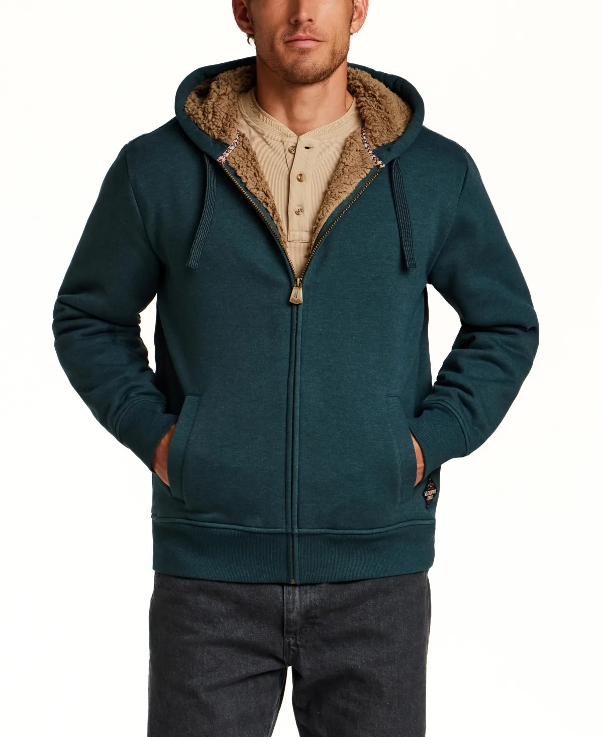 Full-Zip Sherpa-Lined Fleece Hoodie
