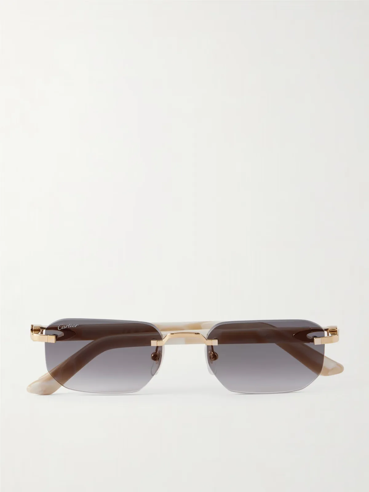 - Signature C Rimless Rectangular-frame Gold-tone And Acetate Sunglasses -