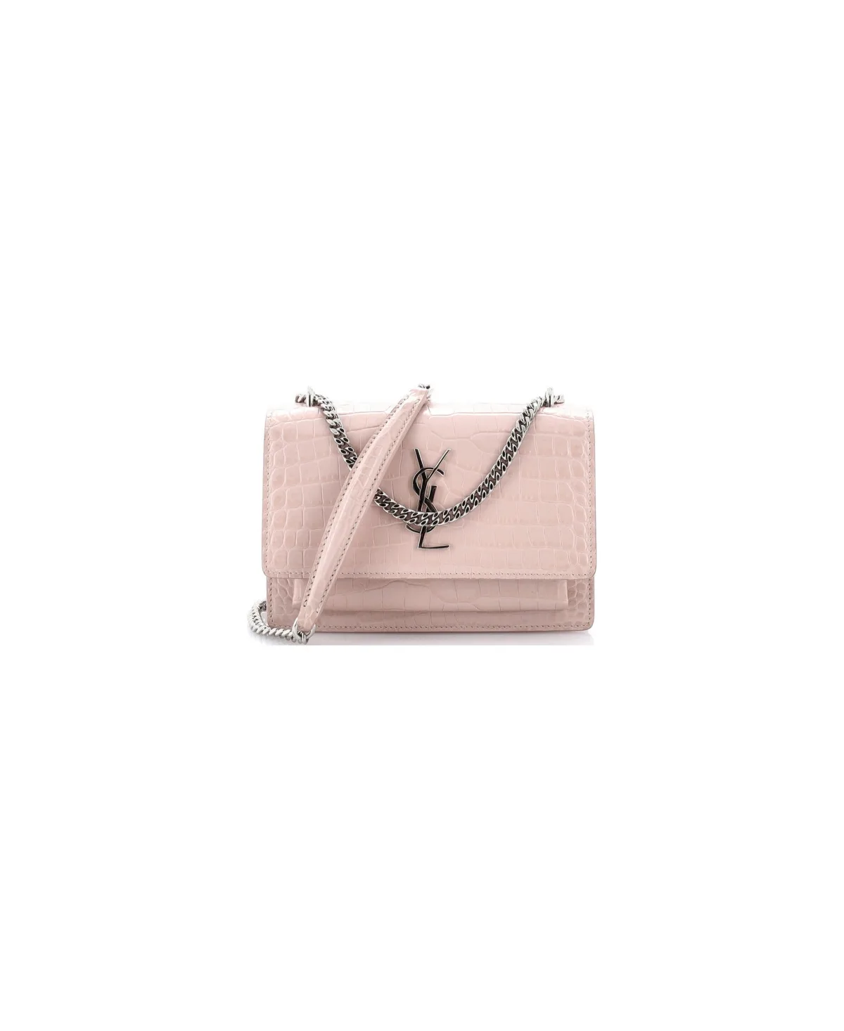 Pre-Owned Saint Laurent Sunset Chain Wallet Embossed Leather by Saint Laurent