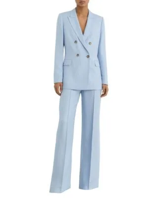 Double Breasted Peak Lapel Suit Jacket Wide Leg Suit Trousers