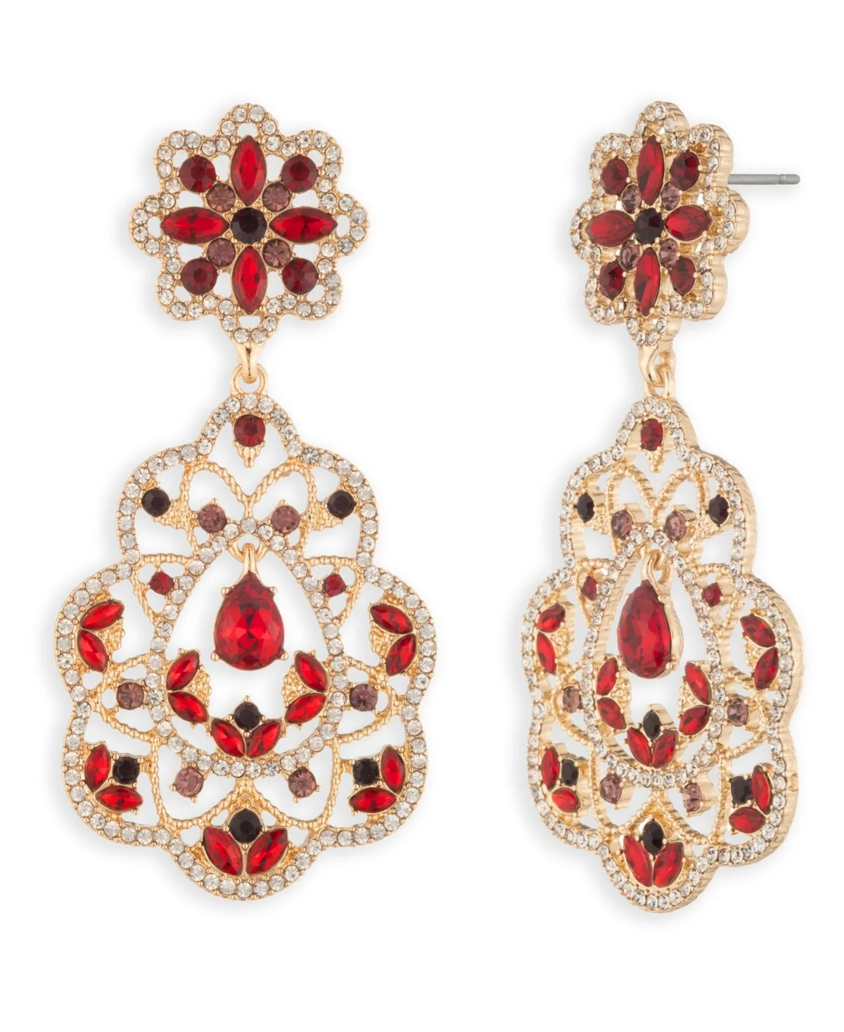 Gold-Tone Glass Drama Floral Orbital Earrings