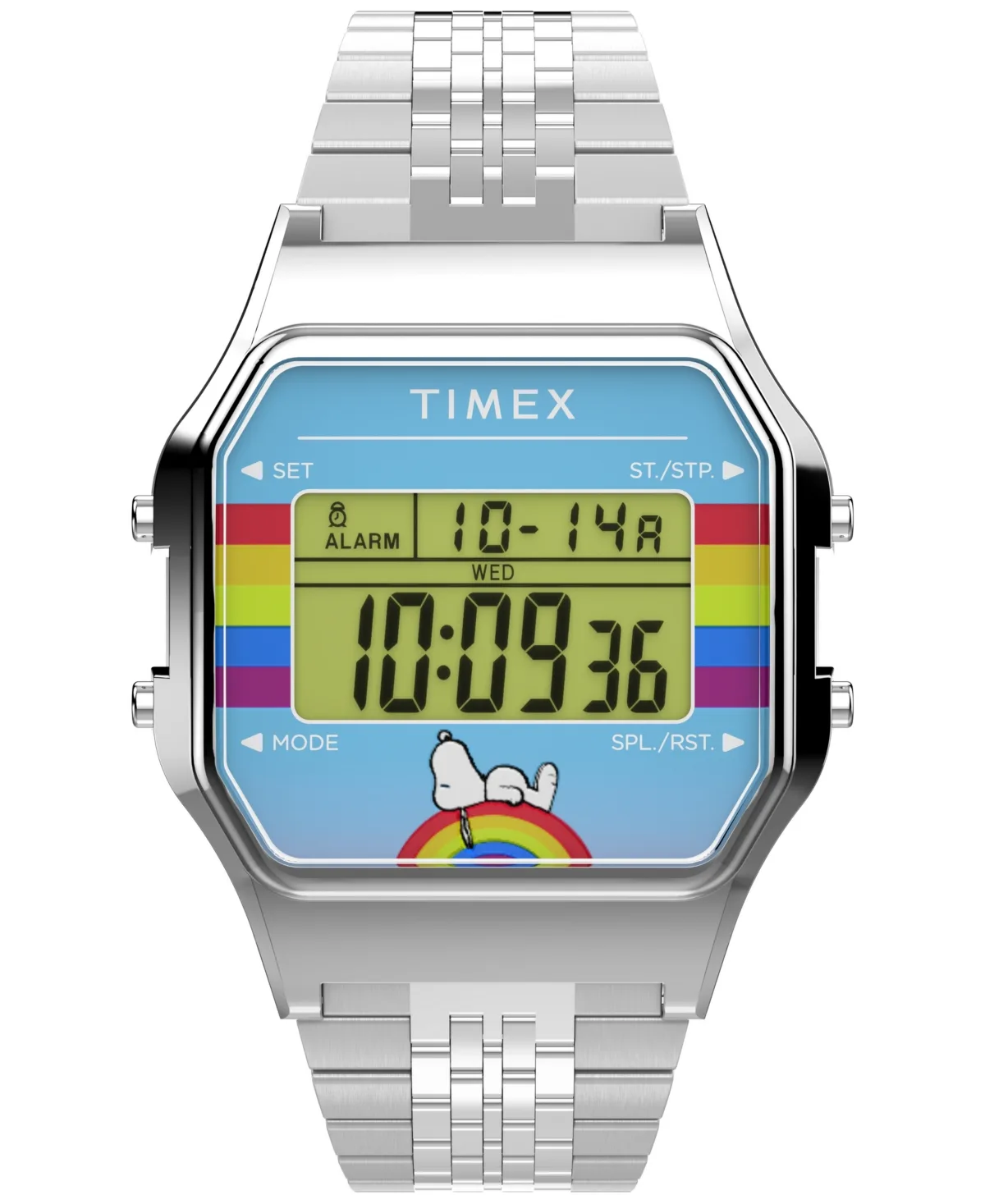 Snoopy Quartz Digital Silver-Tone Stainless Steel Watch 34mm