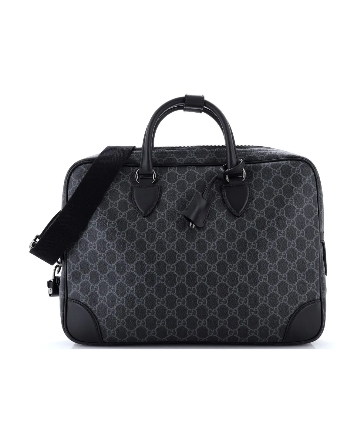 Pre-Owned Gucci Medium Emblem Convertible Zip Around Briefcase Gg Coated Canvas by Gucci