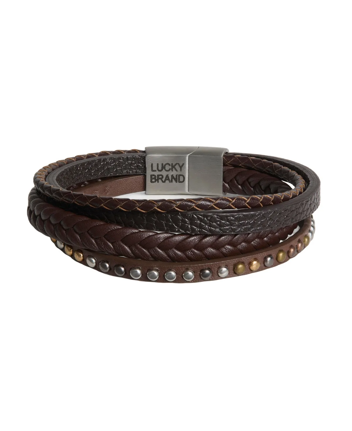Stainless Steel and Pu Leather Bracelet, Multistrand